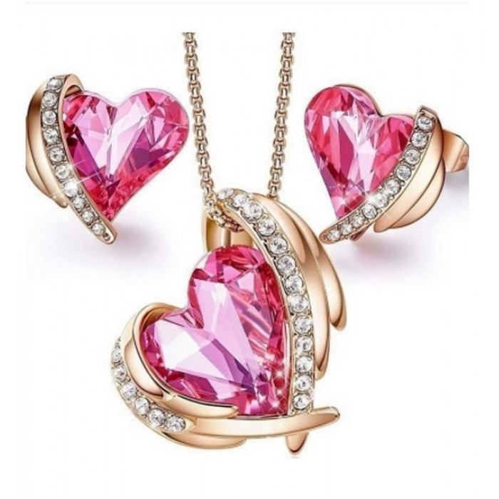 Parure de bijoux Cœur : Boucles d'oreilles -...