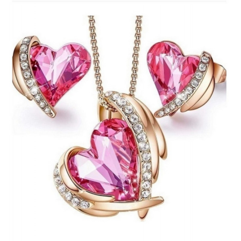 Parure de bijoux Cœur : Boucles d'oreilles - pendentif