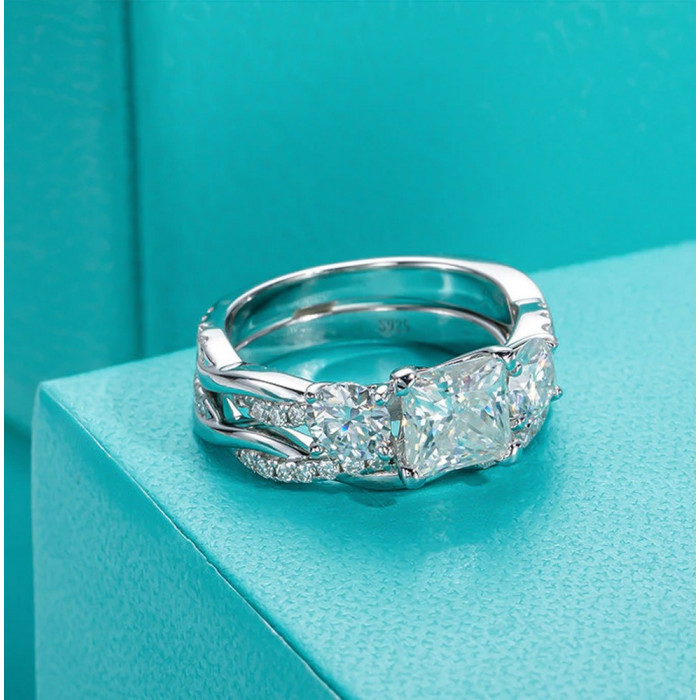 EVALISHA Bague Moissanite en Argent