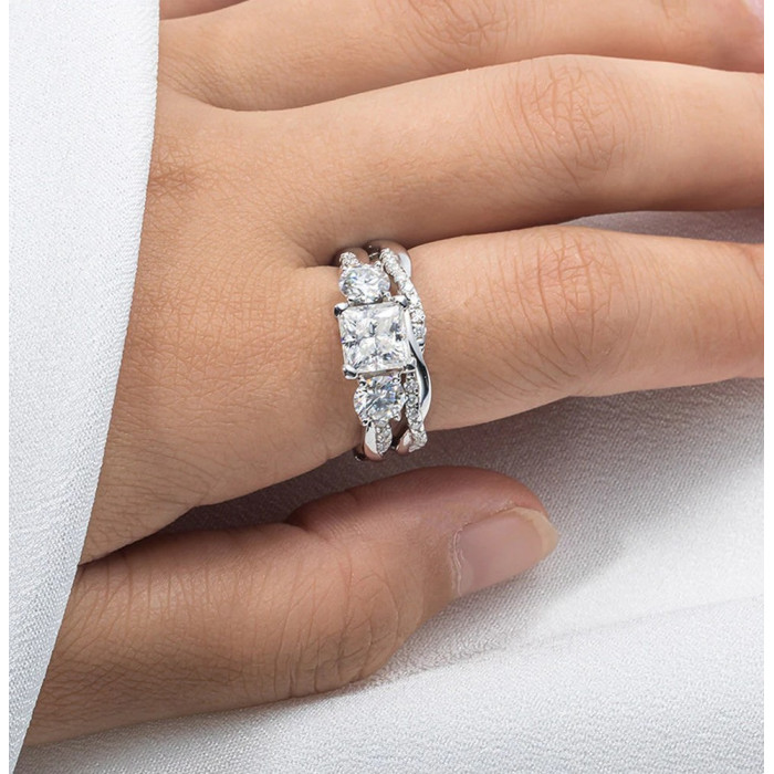 EVALISHA Bague Moissanite en Argent
