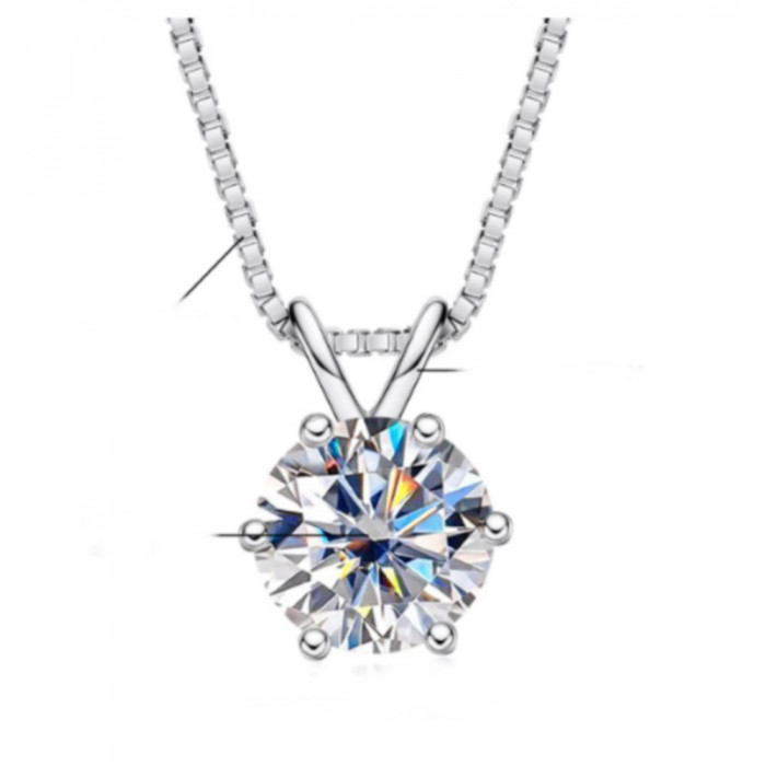 Pendentif Moissanite en Or Blanc 14ct