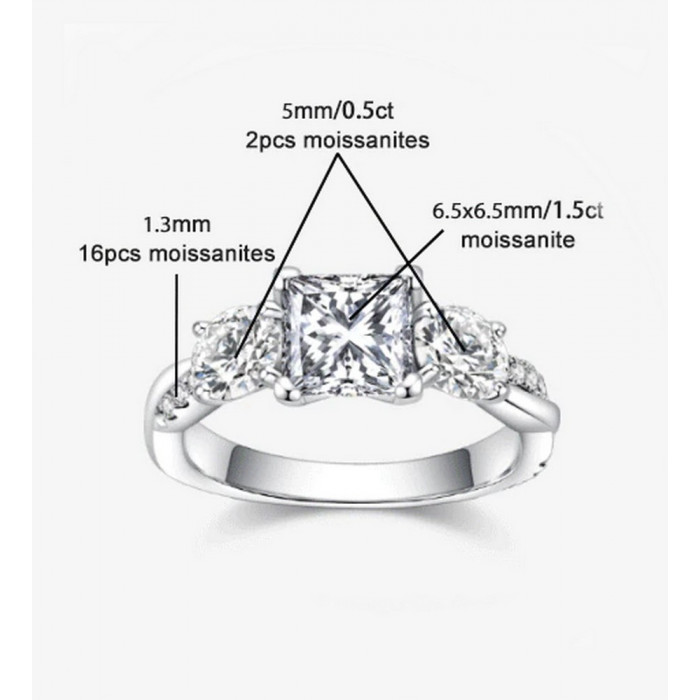 ALISHA Bague Moissanite en Argent
