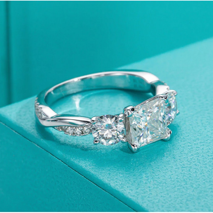 ALISHA Bague Moissanite en Argent