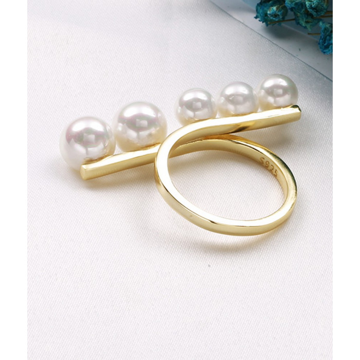 Bague 5 Perles en Argent
