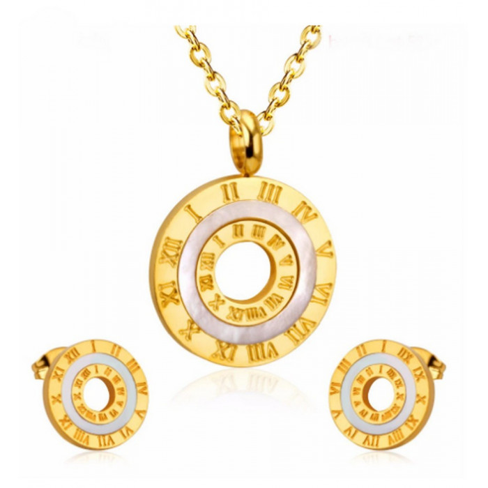 Parure de bijoux chiffres romains 2 pièces