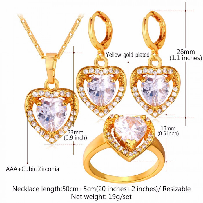 Parure de bijoux love 3 pièces