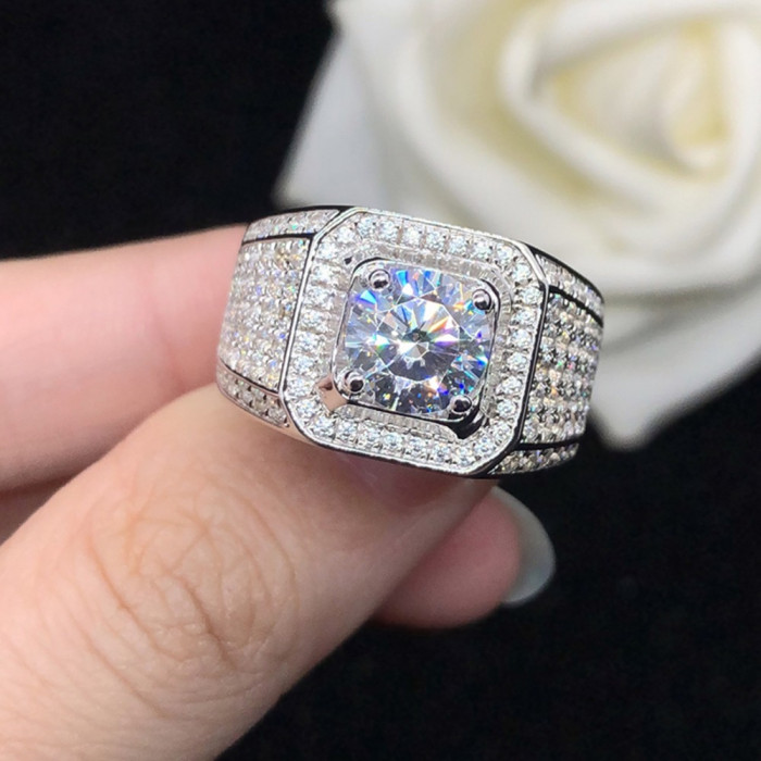 Chevalière Moissanite homme
