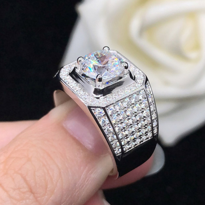 Chevalière Moissanite homme