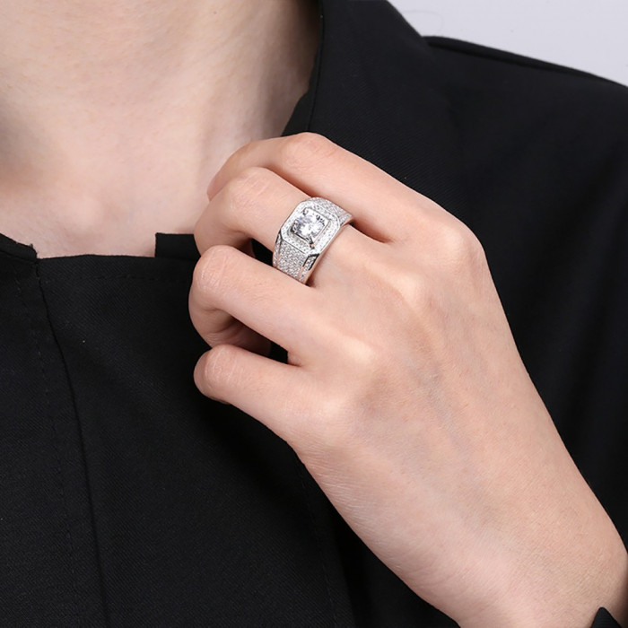 Chevalière Moissanite homme