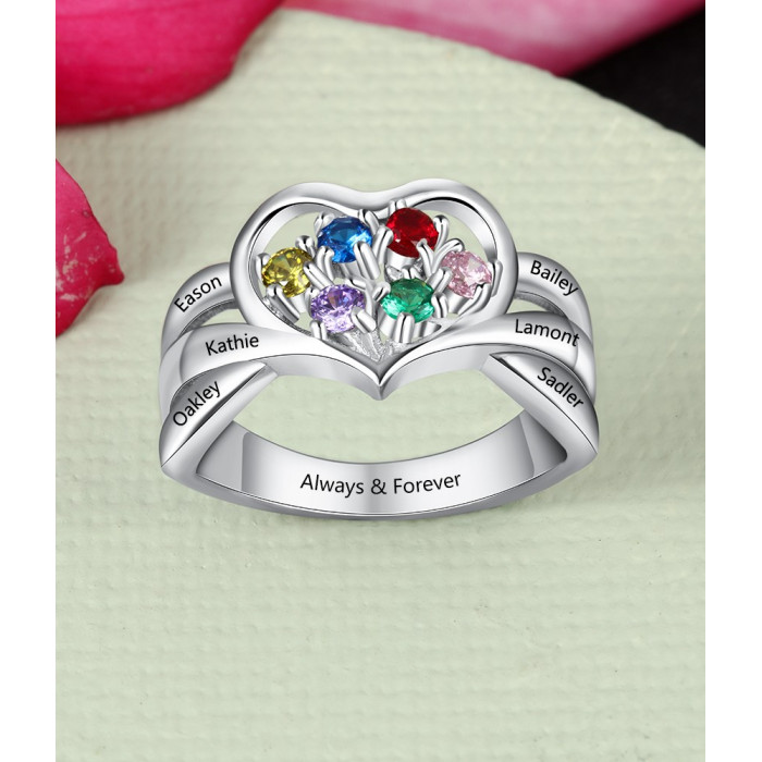 Bague Cœur personnalisée en argent sterling S925
