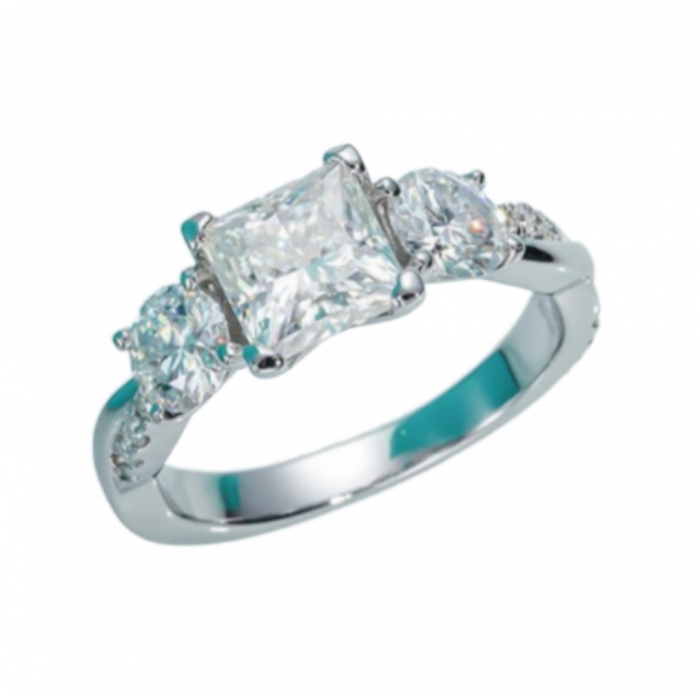 ALISHA Bague Moissanite en Argent