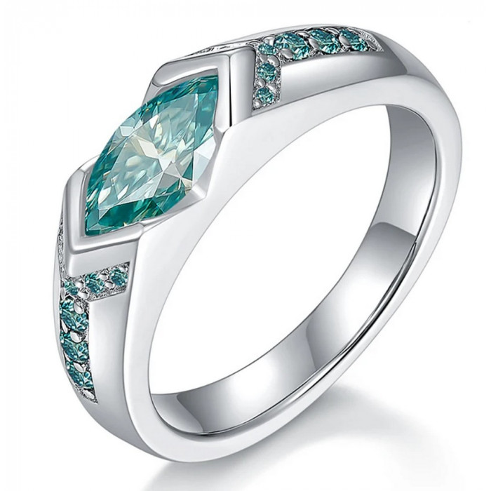 Bague Moissanite Verte en Argent