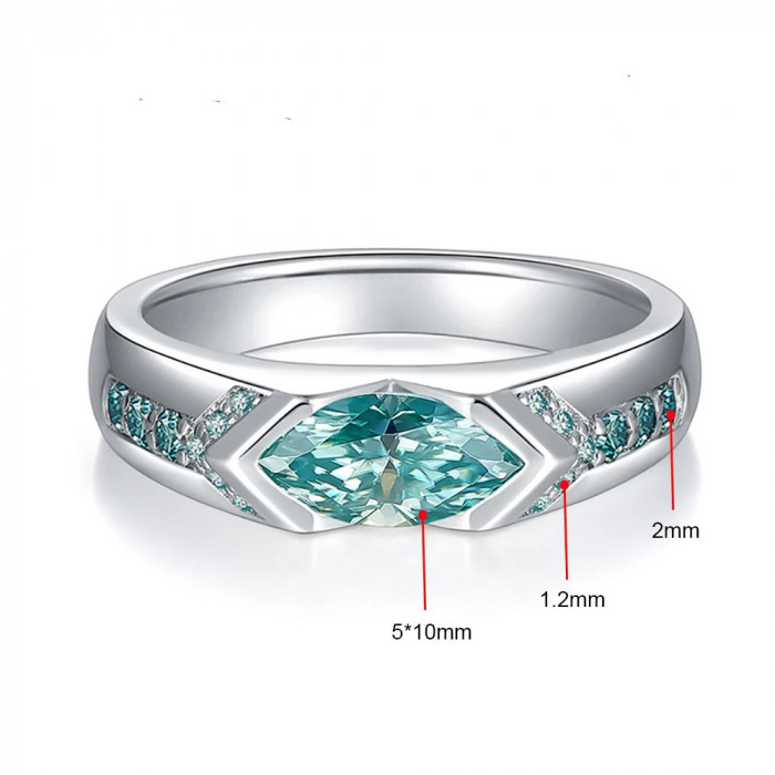 Bague Moissanite Verte en Argent