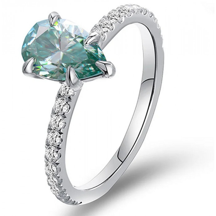 Sublime bague Moissanite Verte en Argent