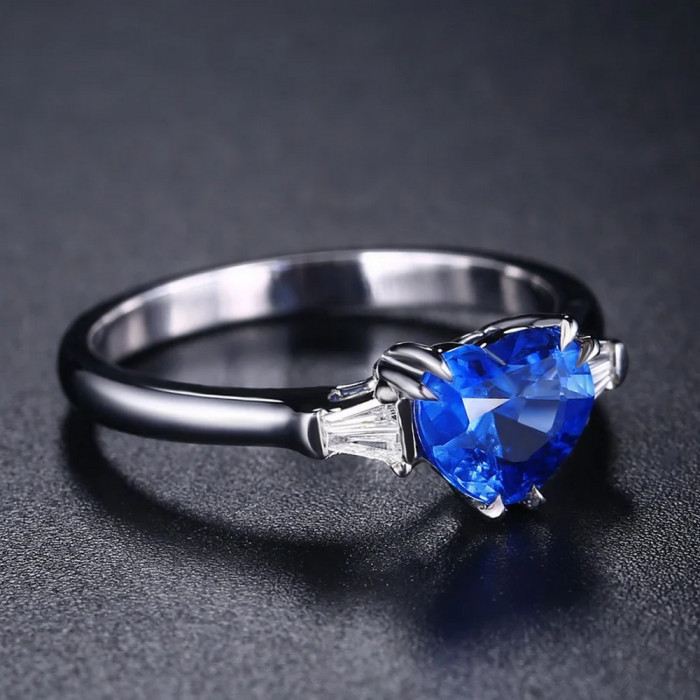 Bague cœur bleu