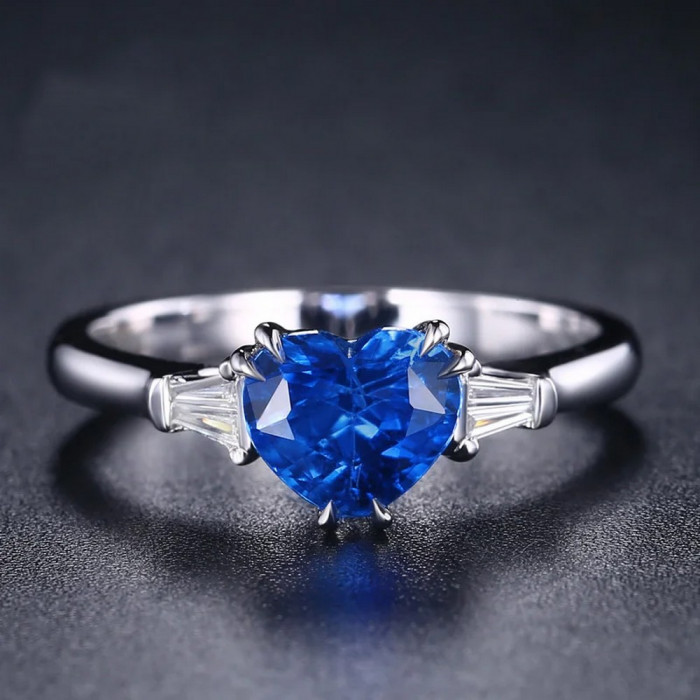 Bague cœur bleu