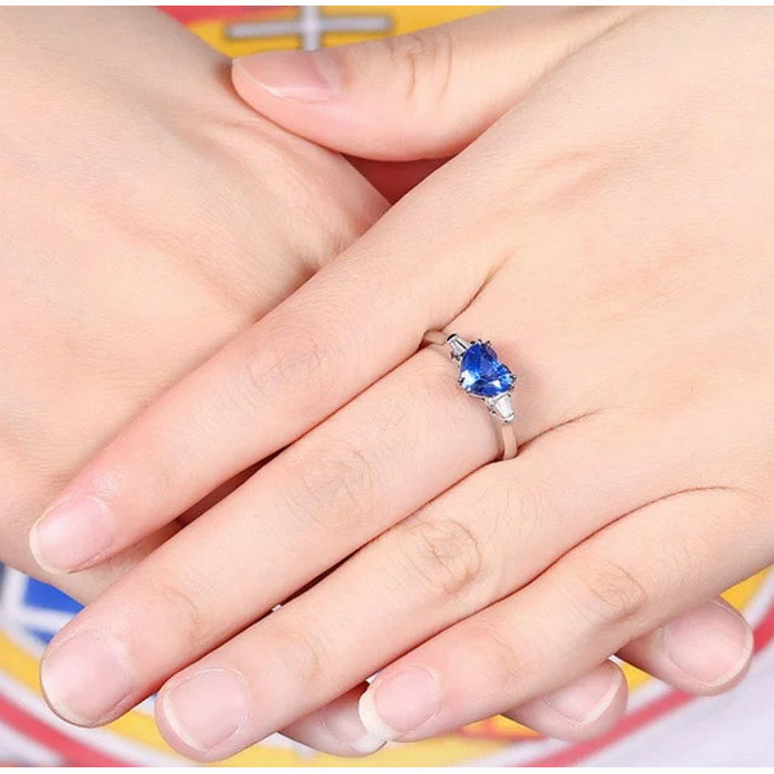 Bague cœur bleu