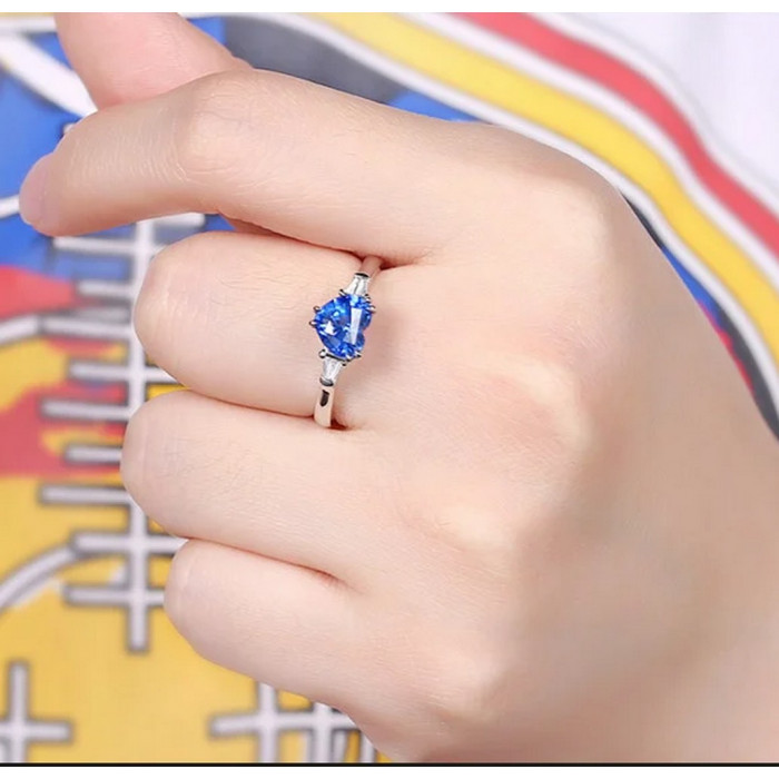 Bague cœur bleu