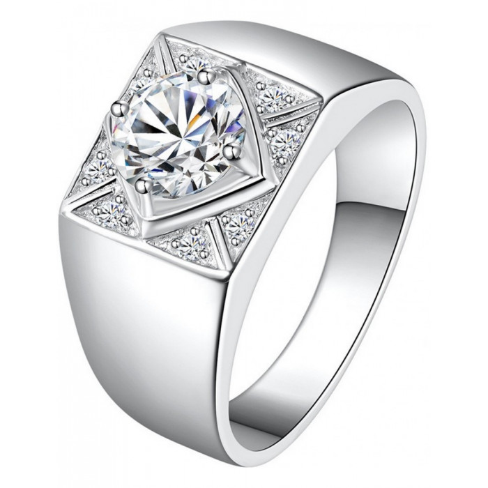Chevalière Homme en Argent 925 et Moissanite