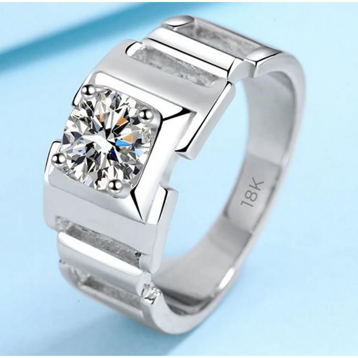 HECTOR Chevalière Moissanite en Or blanc18ct