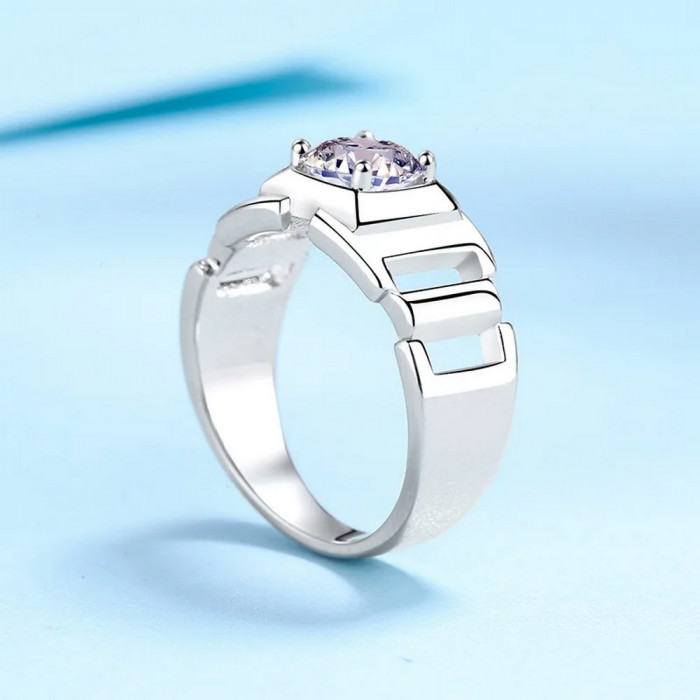 HECTOR Chevalière Moissanite en Or blanc18ct