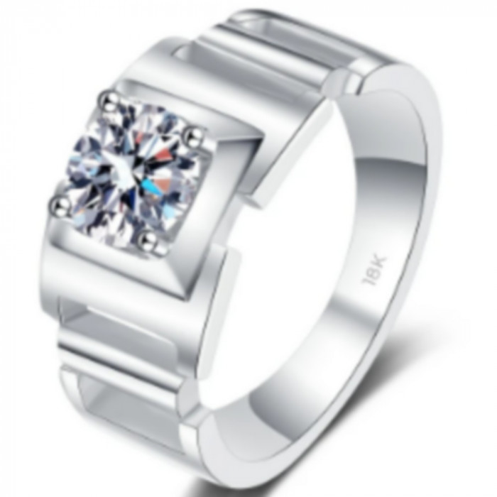 HECTOR Chevalière Moissanite en Or blanc18ct