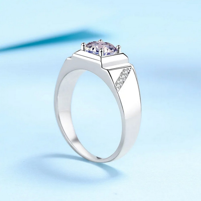 TRESOR Chevalière Moissanite en Or blanc18ct