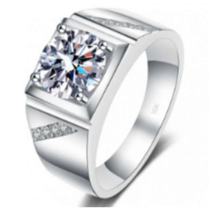 TRESOR Chevalière Moissanite en Or blanc18ct