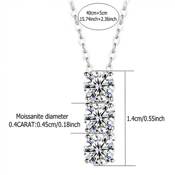 Pendentif 3 Moissanites