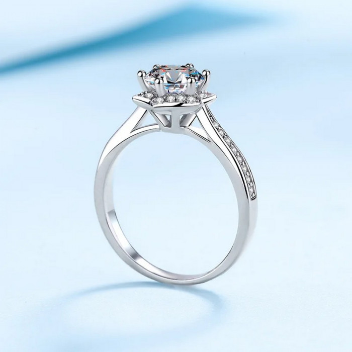 Célina Bague Moissanite en Or Blanc