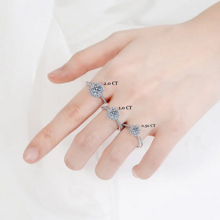 Isha Bague Moissanite en Or Blanc