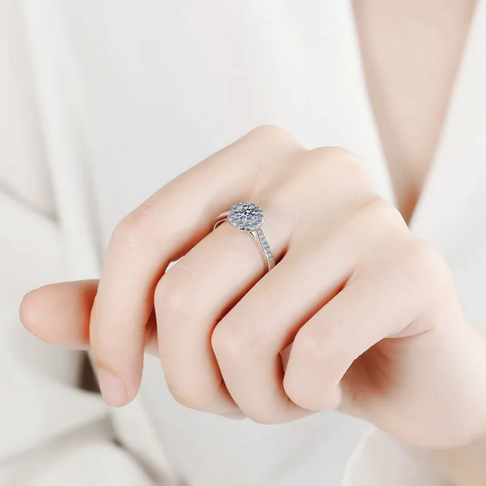 Isha Bague Moissanite en Or Blanc