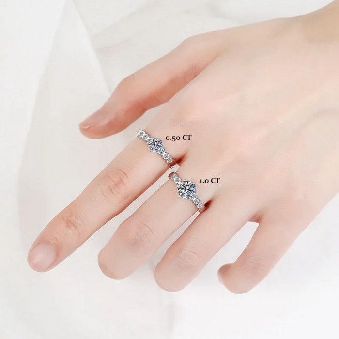 Jasmin Bague Moissanite en Or Blanc
