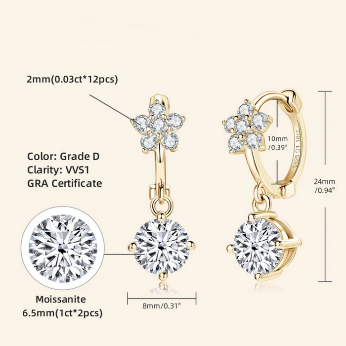 Riya Boucles d'oreilles Moissanites