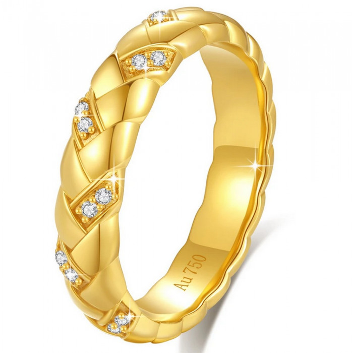 Barbara Alliance Or 18 CT avec Moissanite
