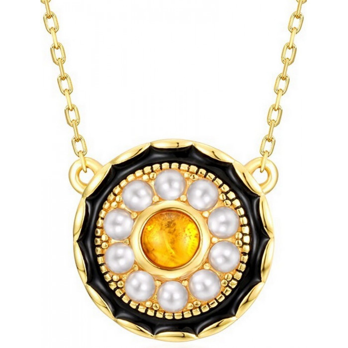 Pendentif Ambre Et Perles
