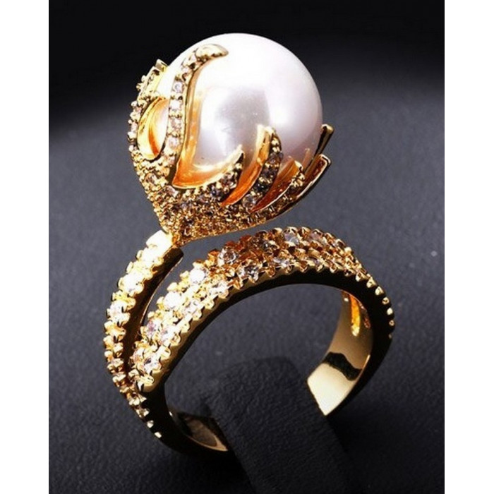 SOFIA Bague plaqué or et perles