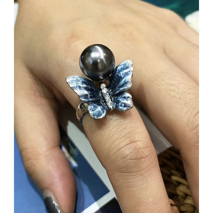 SIMONA Bague Papillon Perle