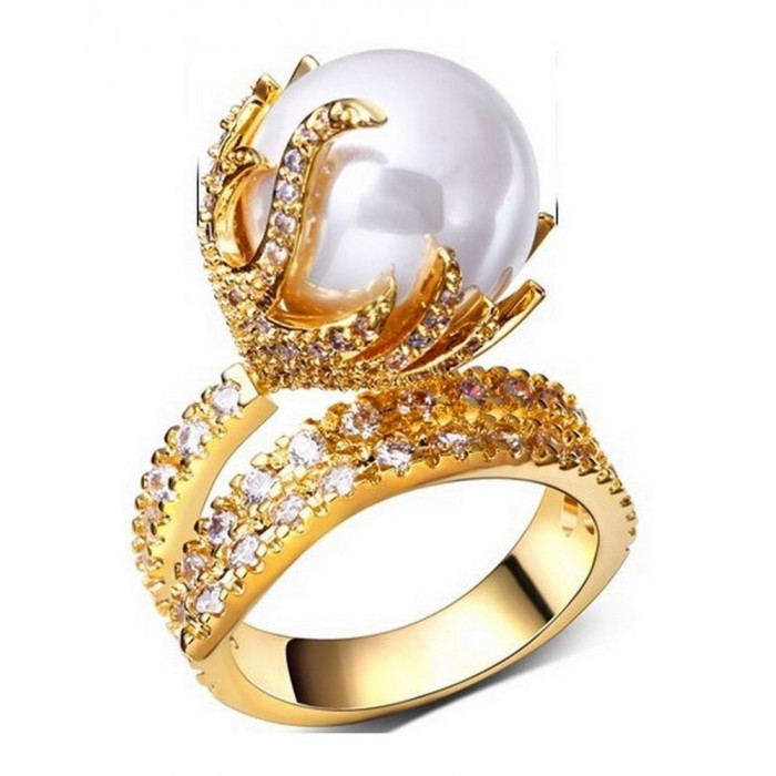 SOFIA Bague plaqué or et perles
