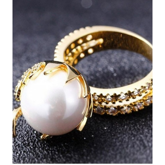 SOFIA Bague plaqué or et perles