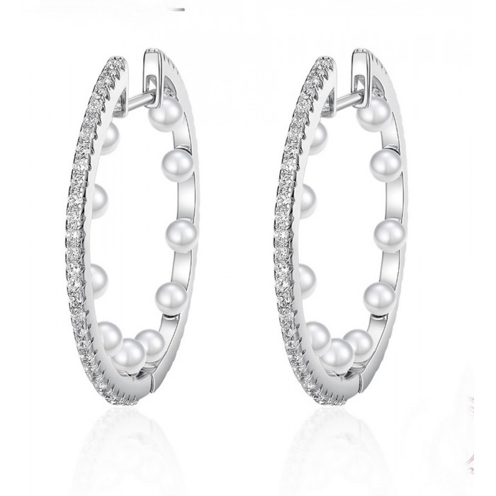 Boucles d'oreilles Créoles avec perles