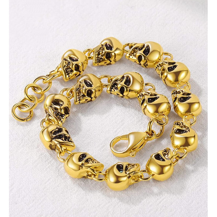 Bracelet tête de mort en acier inoxydable