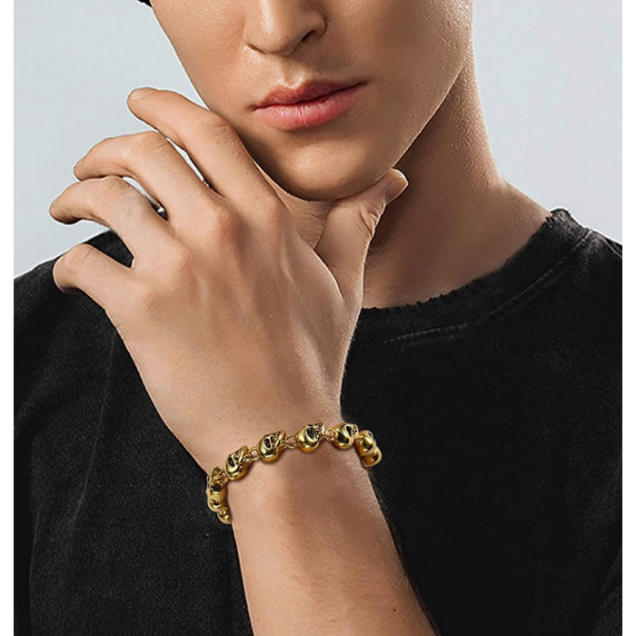 Bracelet tête de mort en acier inoxydable