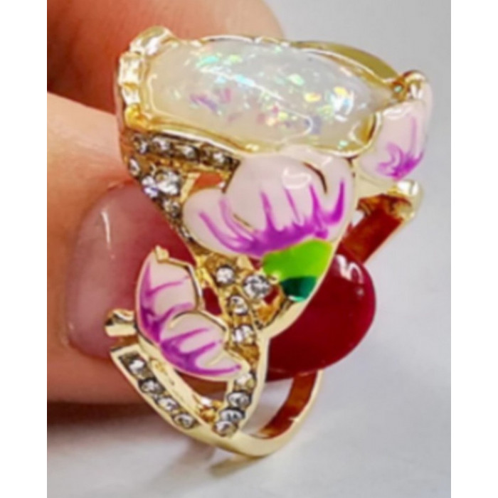 Bague Femme Imitation Opale et cristal