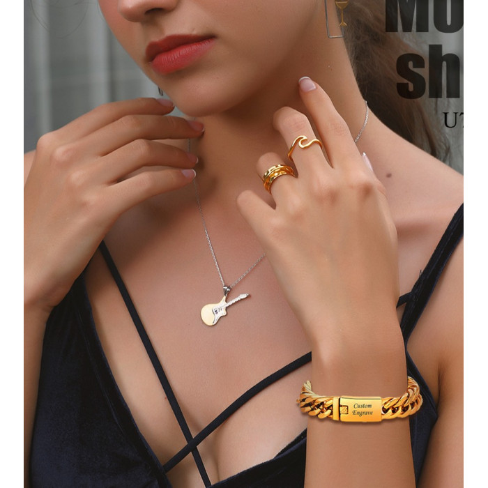 Bracelet grosse maille cubain en acier inoxydable