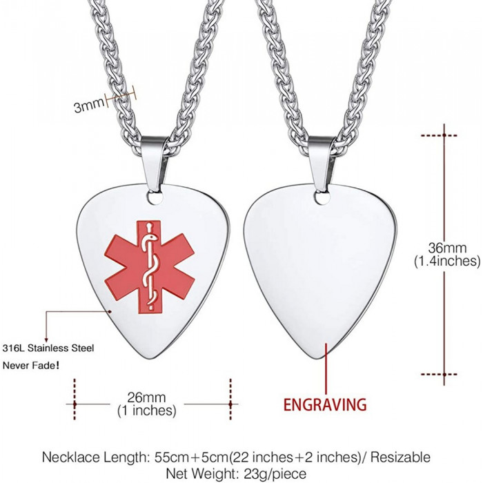 Pendentif médical personnalisable