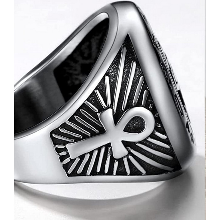 Bague œil d'Horus et croix Egyptienne