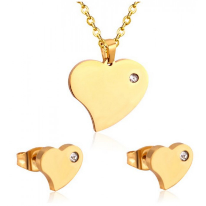 Parure de bijoux Cœur 2 pièces : pendentif -...