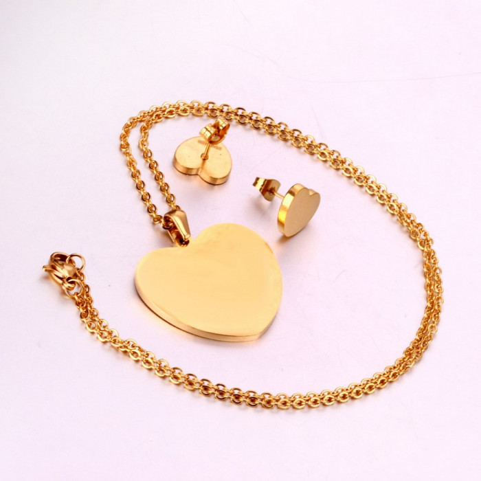 Parure de bijoux Cœur 2 pièces : pendentif - Boucles d'oreilles