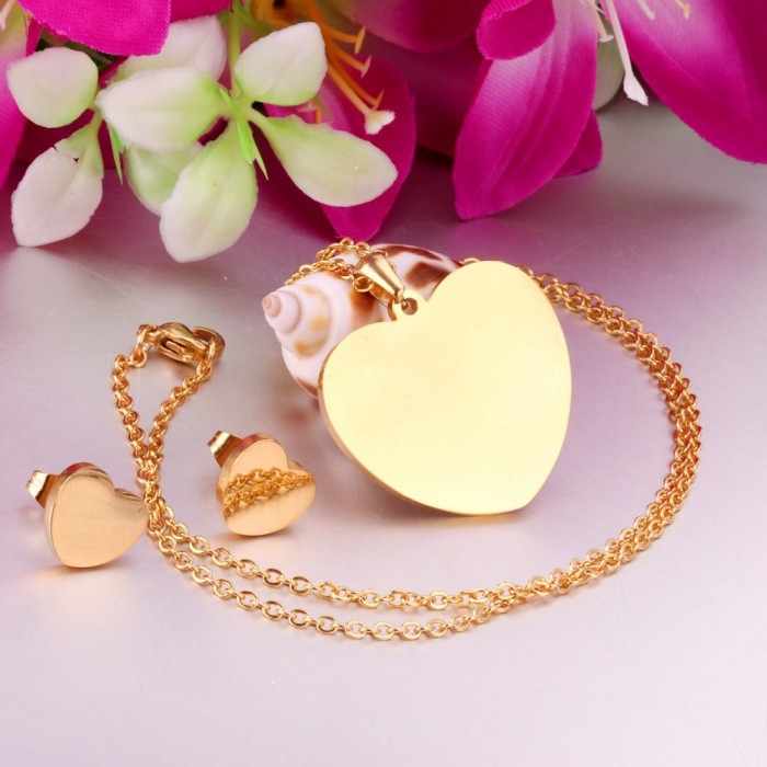 Parure de bijoux Cœur 2 pièces : pendentif - Boucles d'oreilles